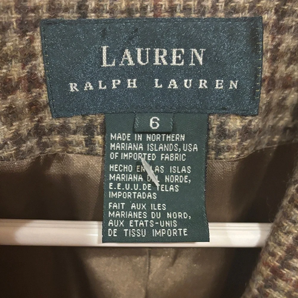 Lauren Ralph Lauren Equestrian Tweed Blazer Pure Wool Tan Beige Sz 6